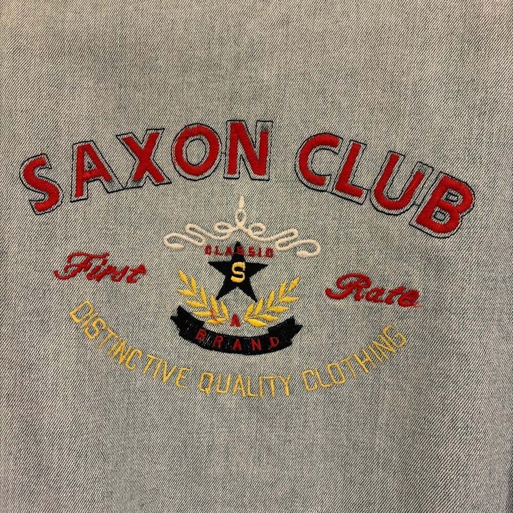 Vintage Saxon Club Embroidered Denim Varsity Jacket - Picture 3 of 8
